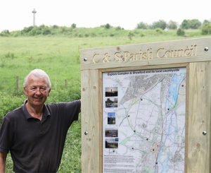 Footpath Board at the foot of Shawford Down Footpath Board at the foot of Shawford Down