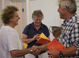 Margaret Gaines receiving the Admiral's Cup at the 2013 Hort Soc Summer Show