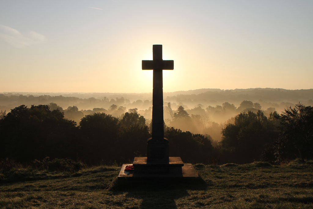 Sunrise behind the War Memorial