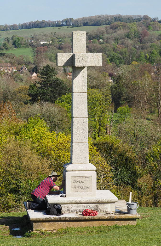 Shawford War Memorial cleaning