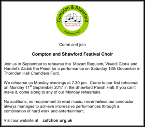 COmpton Shawford Festival Choir 2017